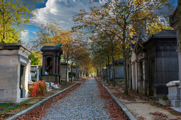 photographs of walks and tombstones from the Paris cemetery,