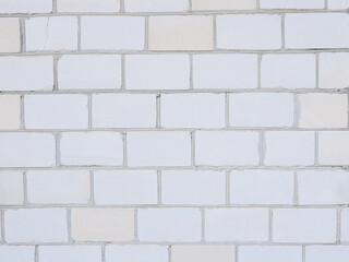 White brick background. Old brick wall.
