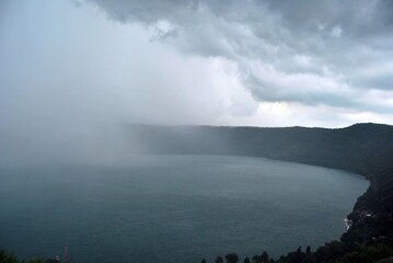 Fototapeta premium rain at the lake in the mountains