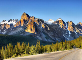 Canadian Rockies trip. Scenic road in the mountains.