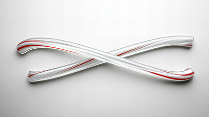 Decorative glass candy canes arranged in a cross shape on a light background, perfect for festive holiday displays and seasonal decor