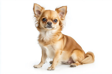 Obraz premium a dog sitting on the floor, white backgorund