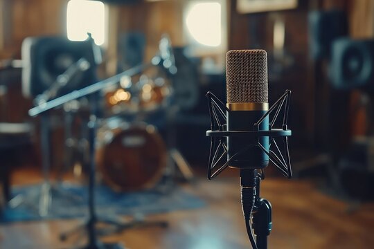 Microphone in a Recording Studio Setting