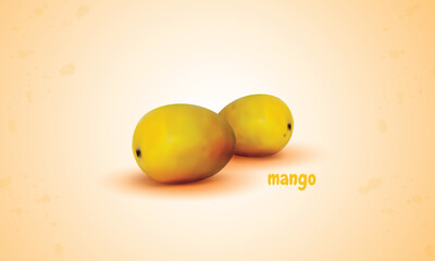 vector tropical realistic yellow mango fruit. vector fruity food. Isolated 3d ripe exotic tree fruit 