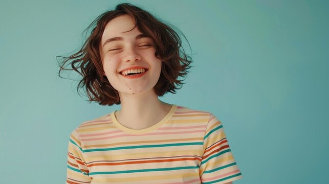 Young girl brushing her teeth with eyes closed, a common morning routine scene