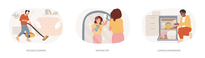 Cleaning day isolated cartoon vector illustrations se