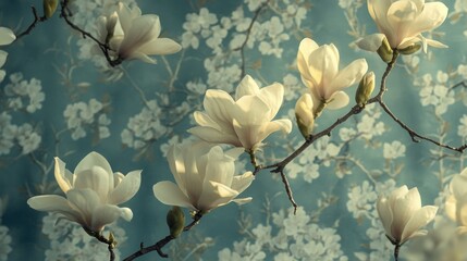 Flowers bloom on a tree branch, great for nature or garden themed projects