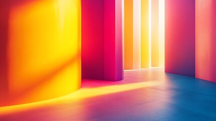 Colorful abstract hallway with light shining through.