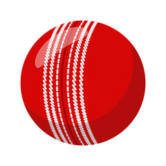 Single Cricket ball from side view, isolated on a white background. Vector illustration