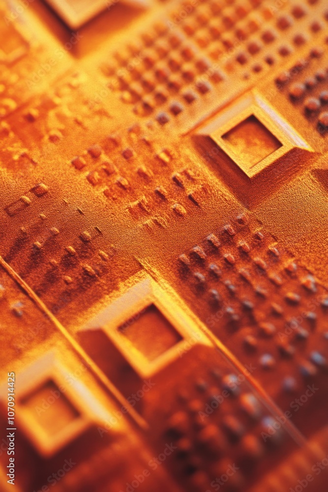 Poster a detailed view of a computer motherboard's internal components and circuitry