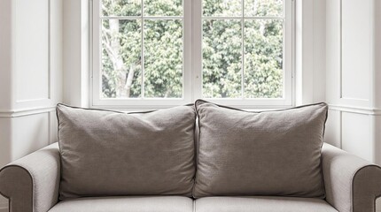 Modern Living Room Interior with Cozy Sofa and Window View