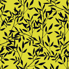 seamless pattern with branches and leaves