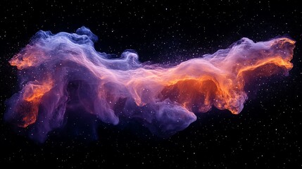 Colorful cosmic nebula cloud in space vibrant purples and oranges glowing against black starspeckled background