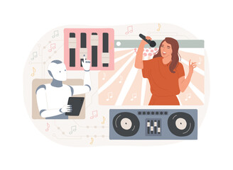 AI-Backed Virtual Performances abstract concept vector illustration.