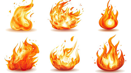 Collection of Vibrant Fire Flames on Transparent Background Generative AI