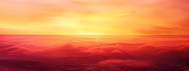 Fototapeta premium A breathtaking sunset over serene clouds, showcasing vibrant hues of orange and pink, creating a peaceful atmosphere.