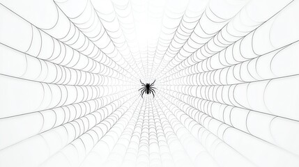 Detailed spider web centered on white background delicate threads geometric beauty white background
