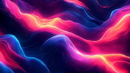 Fototapeta premium Abstract background with vibrant pink, blue, and yellow neon glowing waves.