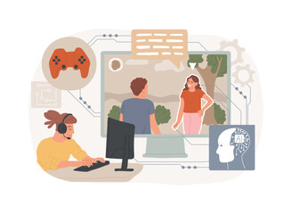 AI-Enhanced Gaming abstract concept vector illustration.