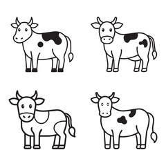 Hand drawn cow outline illustration 