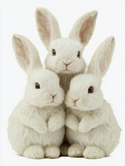 Fototapeta premium Cute Bunny Trio Stuffed Animals