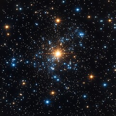 Glowing stars gathered in a bright cluster within deep cosmic space wallpaper