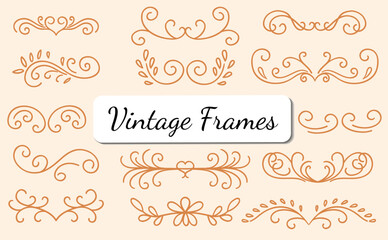 Decorative text dividers, monogram patterns, plant elements for design. Handmade style.