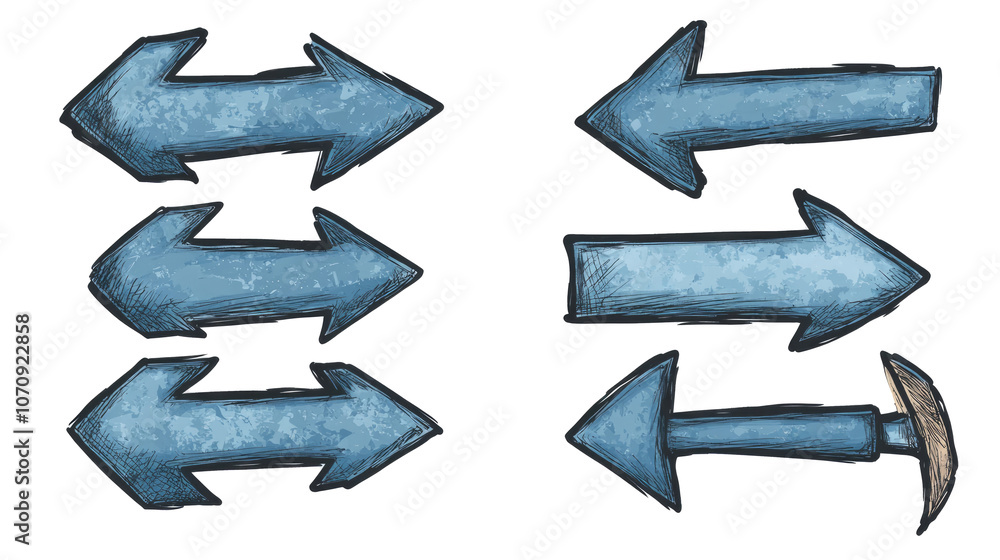 Poster set of grunge draft sketch arrows on a transparent background generative ai