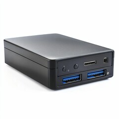 Obraz premium Black box with USB and SD card ports.