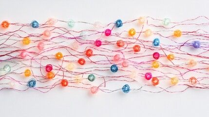 Fototapeta premium Colorful String Lights on White Background
