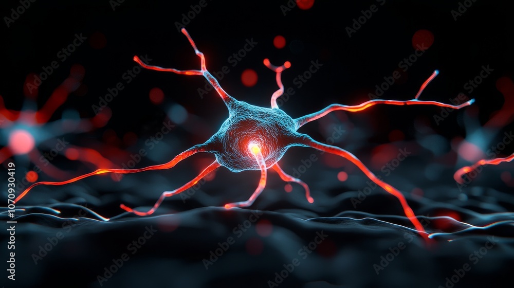 Poster this conceptual artwork illustrates the intricate connections between neurons and digital circuits, 