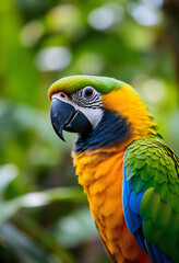 Obraz premium portrait of a parrot in a jungel, generative ai