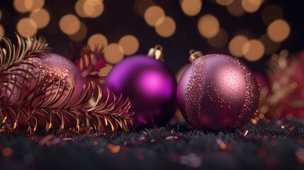 A close-up shot of Christmas ornaments on a table, perfect for decorating ideas and holiday promotions