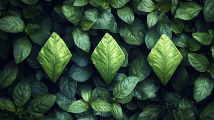 Obraz premium Green Leaf Pattern in Lush Foliage Nature Texture Background