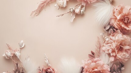 Obraz premium Floral Frame on Pastel Background