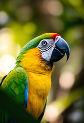 Obraz premium portrait of a parrot in a jungle. generative ai