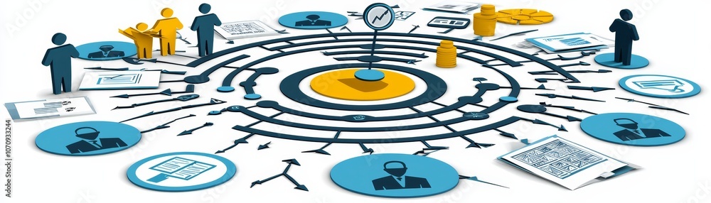 Aufkleber a visually engaging representation of interconnected ideas, highlighting analytics, collaboration, a