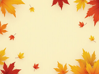 Vibrant autumn colors and fallen leaves adorn a beige background in this cheerful Thanksgiving banner design for social media or personal use