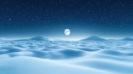 Naklejka premium Full moon over snowy desert landscape.