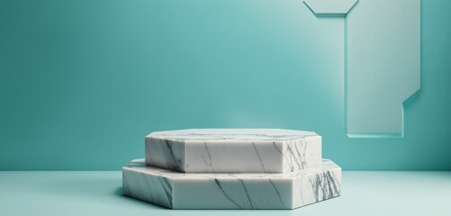 Hexagonal Marble Stand in Fresh Teal