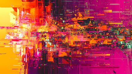 Abstract glitch art background with distorted pixels and digital artifacts, offering a futuristic and surreal aesthetic. glitch art. illustration. Surreal. Illustration
