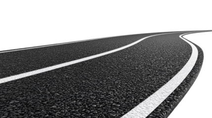 Curved Road on Transparent Background