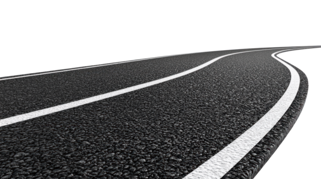 Curved Road on Transparent Background