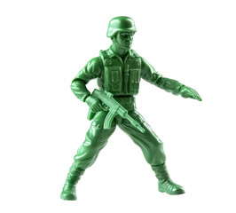 Green Toy Soldier Figurine on Transparent Background