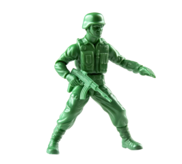 Green Toy Soldier Figurine on Transparent Background