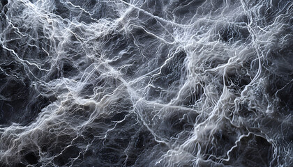 Obraz premium Abstract fluid dynamics with swirling white lines on a dark background, creating a sense of depth and movement.