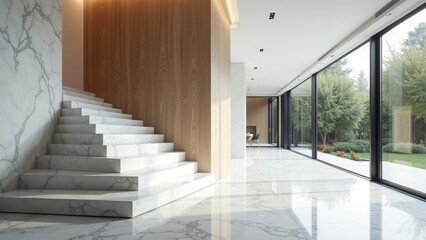 Obraz premium Modern Luxury Home with Marble Staircase Design