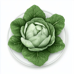 Obraz premium A cabbage stylized isolate icon with leaves, realistic, photo grade, white background