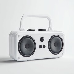 Fototapeta premium White boombox with black speakers.