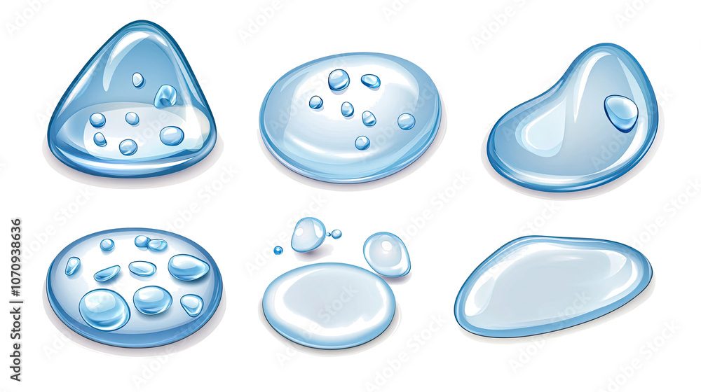 Poster assorted water droplets isolated on a transparent background generative ai